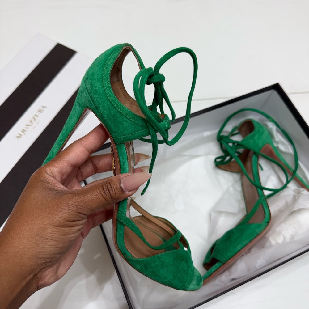 Aquazurra Green Suede Sandals sz 40.5